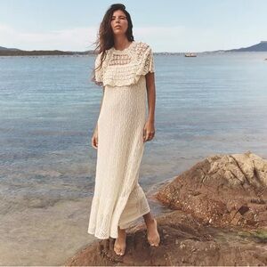 Zara POINTELLE KNIT LONG DRESS
